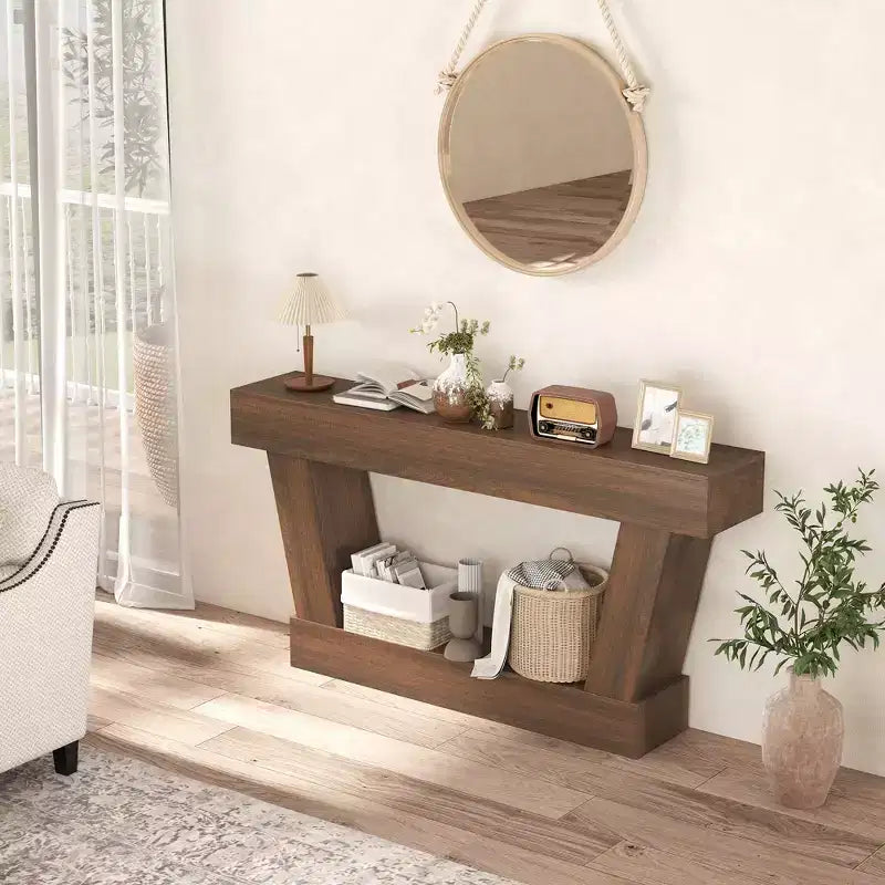 HOMCOM Console vintage de 160 cm, table d'entrée étroite