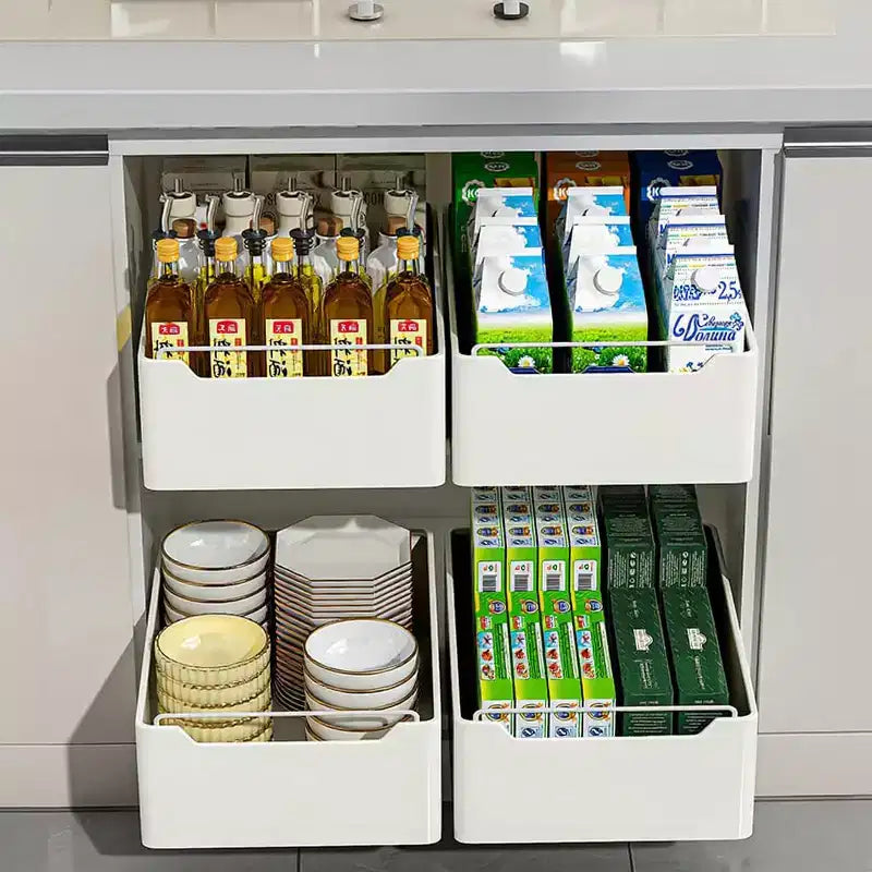 Organisateur de placard coulissant, étagère coulissante sans perçage, rangement robuste pour cuisine/salle de bain/garde-manger