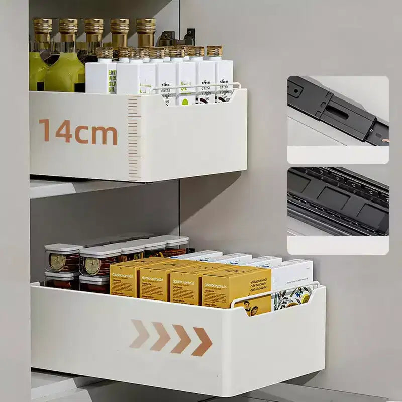 Organisateur de placard coulissant, étagère coulissante sans perçage, rangement robuste pour cuisine/salle de bain/garde-manger