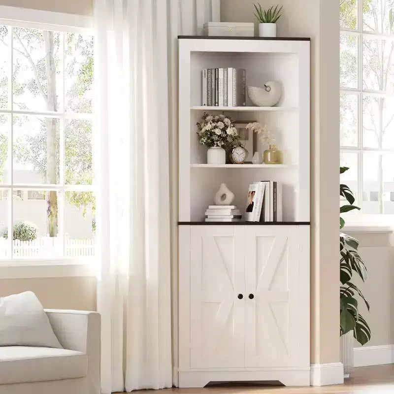 COZONY 68 Meuble d'angle de ferme avec porte et étagère réglable, Petit organisateur d'angle au sol