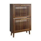 Meuble à chaussures FurnitureR en noyer de 60 cm, meuble de rangement d'entrée moderne avec 2 tiroirs basculants, design clôture, pour couloir et vestibule