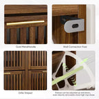 Meuble à chaussures FurnitureR en noyer de 60 cm, meuble de rangement d'entrée moderne avec 2 tiroirs basculants, design clôture, pour couloir et vestibule