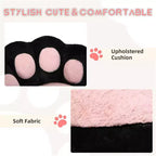 Chaise de vanité avec dossier patte de chat, petite chaise de bureau sans accoudoirs à roulettes, chaise d'ordinateur pivotante à 360° en tissu Teddy, hauteur réglable pour bureau à domicile