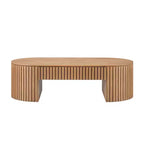 Table basse ovale à piédestal GDFStudio Manuel en bois moderne avec tiroir et relief fait main