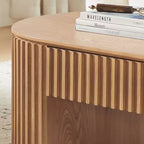 Table basse ovale à piédestal GDFStudio Manuel en bois moderne avec tiroir et relief fait main