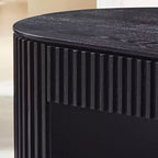 Table basse ovale à piédestal GDFStudio Manuel en bois moderne avec tiroir et relief fait main