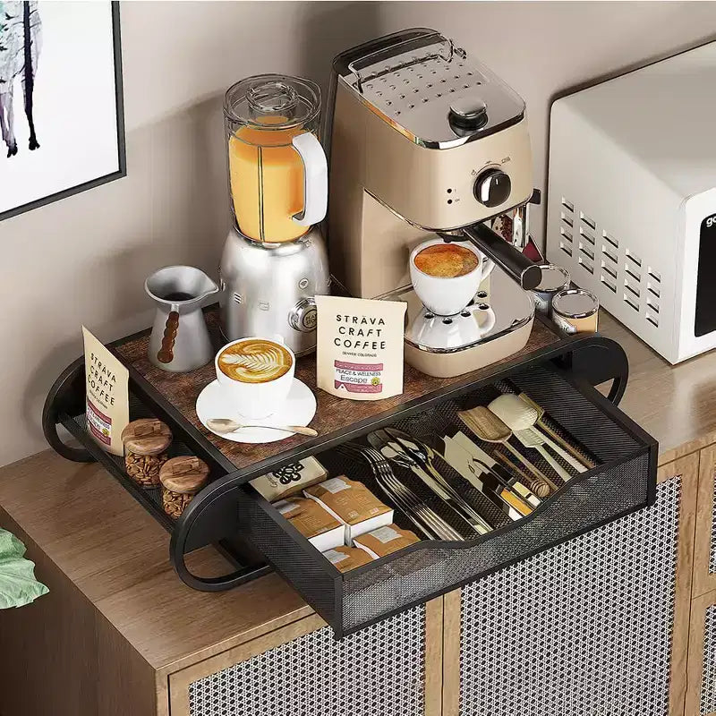 Support tiroir pour dosettes de café, range-dosettes en fer d'une capacité de 70-83, diviseurs réglables, organisateur de café en métal et bois