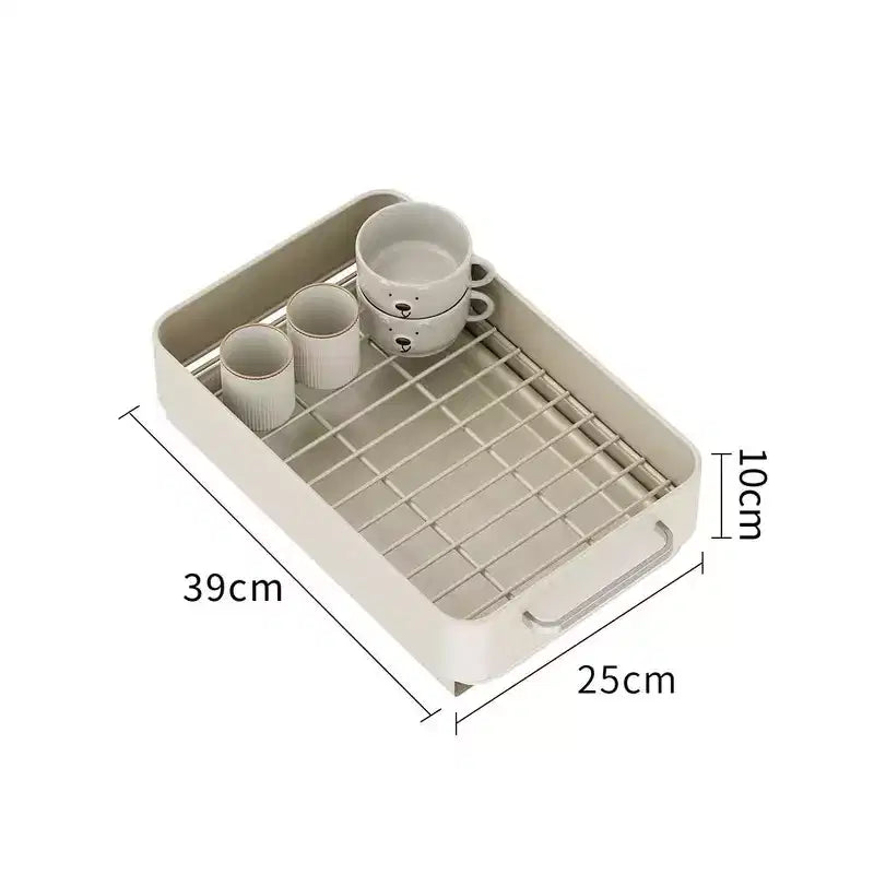 Égouttoir à vaisselle coulissant, organiseur en métal avec égouttoir et porte-couvercles de casseroles, rangement sous l'évier pour placards/garde-manger