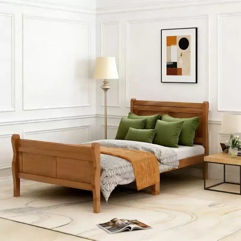 Luxystar Lit plateforme moderne en bois double avec tête de lit,