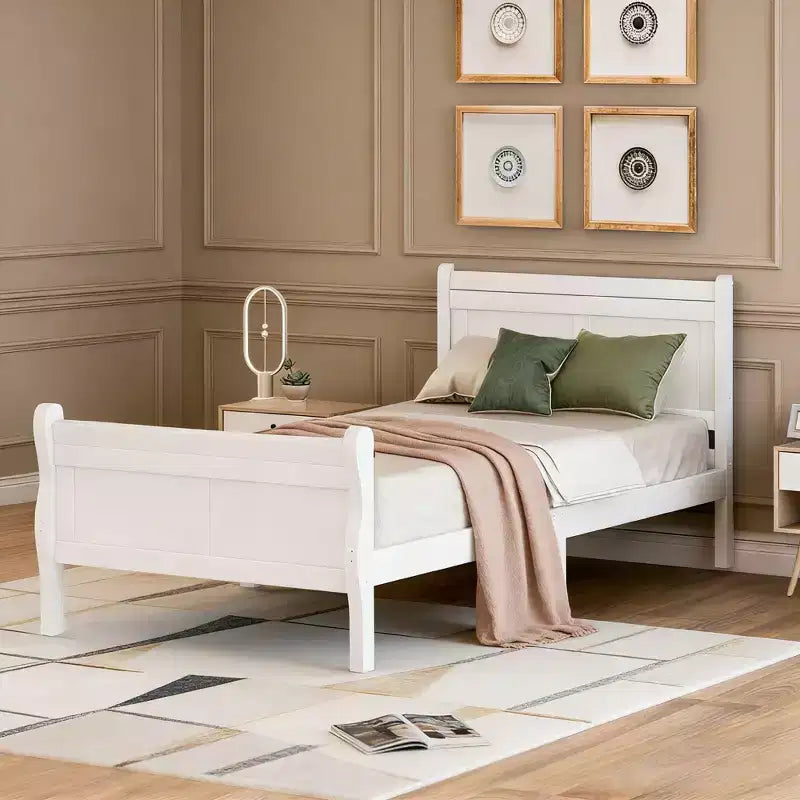 Luxystar Lit plateforme moderne en bois double avec tête de lit,