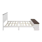 Lit queen size en pin style ferme GDFStudio Leonard avec banc de rangement et 2 grands tiroirs