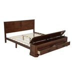 Lit queen size en pin style ferme GDFStudio Leonard avec banc de rangement et 2 grands tiroirs