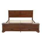 Lit queen size en pin style ferme GDFStudio Leonard avec banc de rangement et 2 grands tiroirs