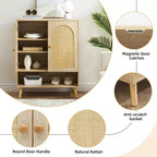 Meuble à chaussures en rotin naturel pour entrée, étagères réglables à 4 niveaux, buffet de rangement autoportant, peut contenir jusqu'à 20 paires, pour couloir, salon