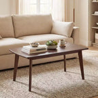Costway 34.5 Solid Wood Coffee Table with Tapered Legs, Low Cocktail Table for Home Office