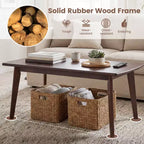 Table basse Costway de 34,5 po en bois massif avec pieds fuselés, table basse pour bureau à domicile
