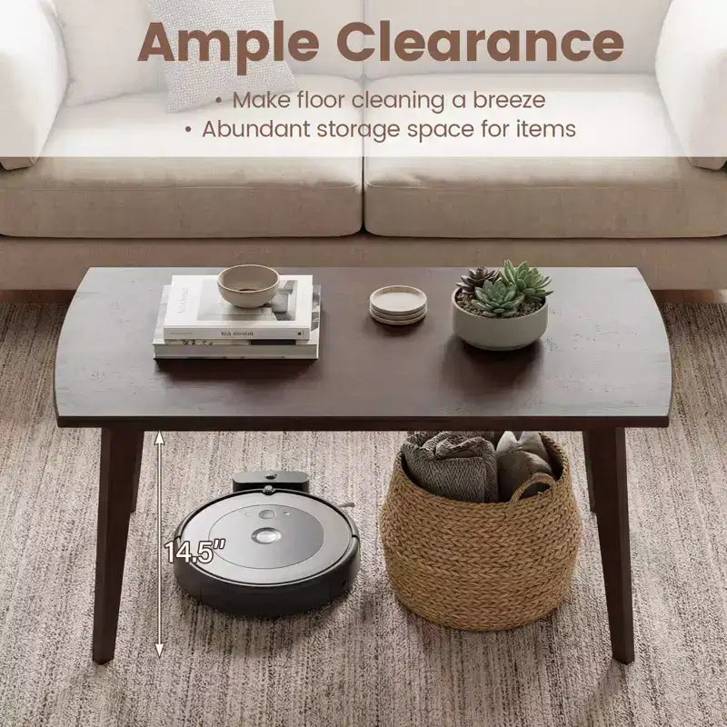 Table basse Costway de 34,5 po en bois massif avec pieds fuselés, table basse pour bureau à domicile