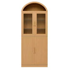 Vitrine arquée autoportante avec portes vitrées et étagères réglables Meuble de rangement en bois pour salon, bureau à domicile, salle à manger