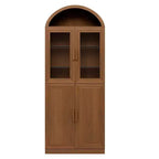 Vitrine arquée autoportante avec portes vitrées et étagères réglables Meuble de rangement en bois pour salon, bureau à domicile, salle à manger