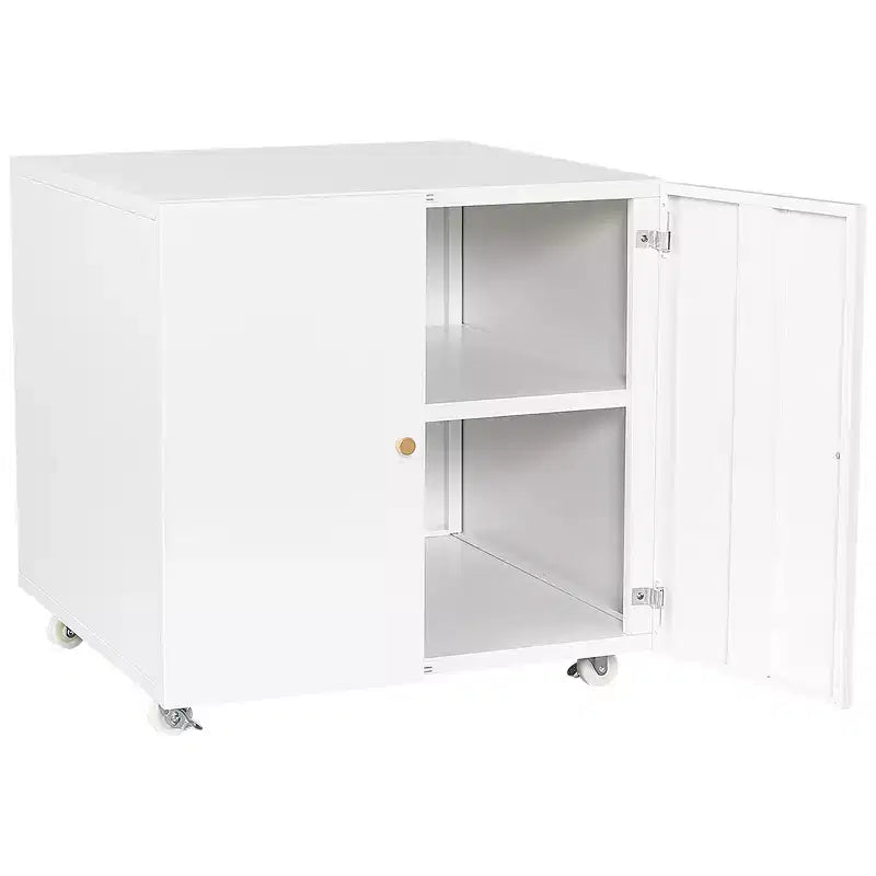 Armoire d'imprimante métallique à double porte avec roulettes verrouillables, organisateur de rangement moderne