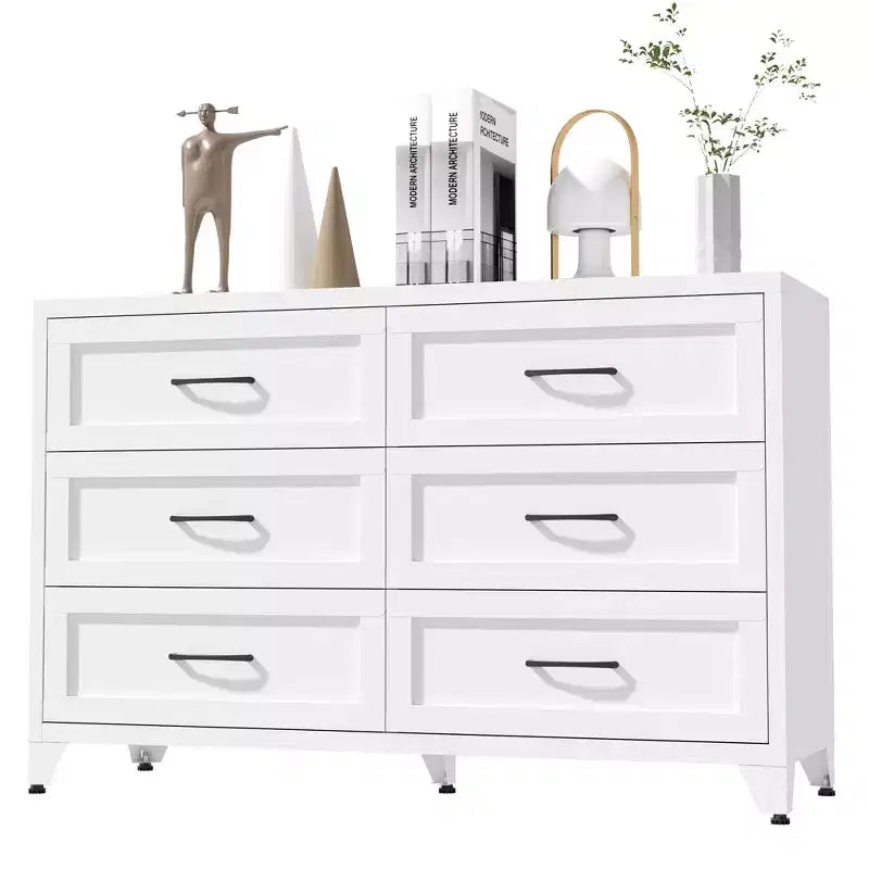 Commode à 6 tiroirs pour chambre à coucher, commode de rangement métallique moderne avec tiroirs coulissants, armoire compacte pour dressing, couloir, entrée