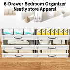 Commode à 6 tiroirs pour chambre à coucher, commode de rangement métallique moderne avec tiroirs coulissants, armoire compacte pour dressing, couloir, entrée