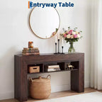 Console de 160 cm de long pour entrée avec étagères de rangement supplémentaires, table de canapé de ferme, table de couloir pour salon, entrée, foyer