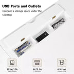67 Bureau de direction moderne avec tiroirs et armoire, bureau d'ordinateur de bureau avec ports USB, poste de travail, blanc - ModernLuxe