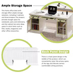 67 Bureau de direction moderne avec tiroirs et armoire, bureau d'ordinateur de bureau avec ports USB, poste de travail, blanc - ModernLuxe