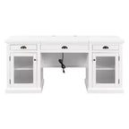 67 Bureau de direction moderne avec tiroirs et armoire, bureau d'ordinateur de bureau avec ports USB, poste de travail, blanc - ModernLuxe