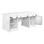 67 Bureau de direction moderne avec tiroirs et armoire, bureau d'ordinateur de bureau avec ports USB, poste de travail, blanc - ModernLuxe