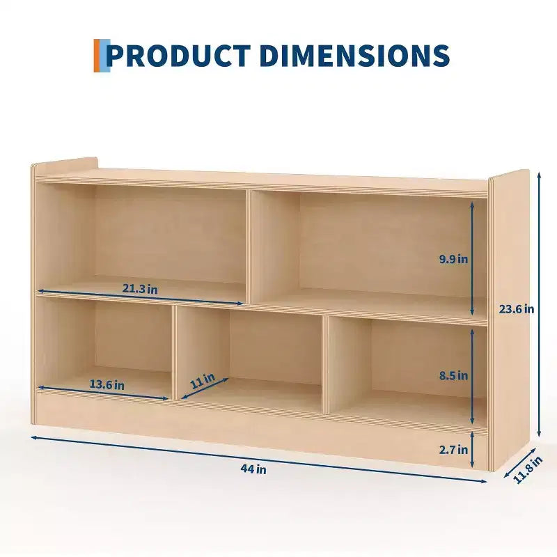 Étagère en bois à 5 sections et 2 niveaux, étagère ouverte pour livres d'enfants, organisateur de jouets, pour la maison, le salon