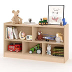 Étagère en bois à 5 sections et 2 niveaux, étagère ouverte pour livres d'enfants, organisateur de jouets, pour la maison, le salon