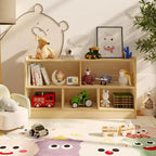 Wooden 5-Section 2-Tier Bookshelf, Open Shelving Kids Book Shelf, Toy Storage Organizer, for Home, Living Room