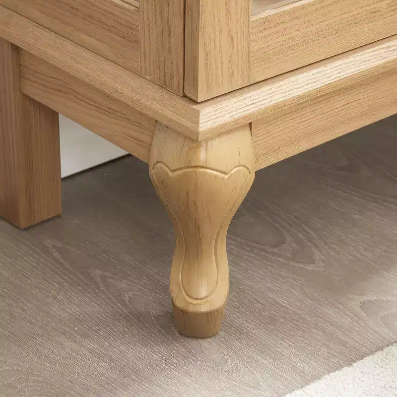 Armoire de cuisine MAYEERTY en bois massif avec 4 étagères réglables et portes fermées