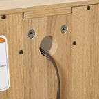 Armoire de cuisine MAYEERTY en bois massif avec 4 étagères réglables et portes fermées