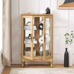Armoire de cuisine MAYEERTY en bois massif avec 4 étagères réglables et portes fermées