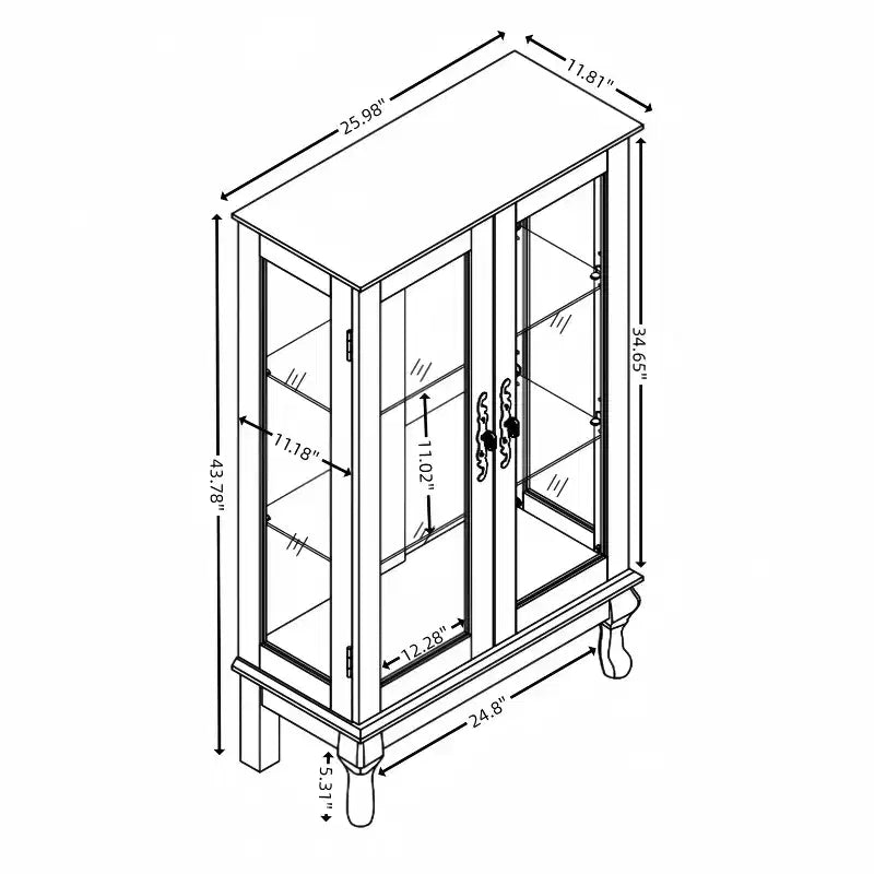 Armoire de cuisine MAYEERTY en bois massif avec 4 étagères réglables et portes fermées
