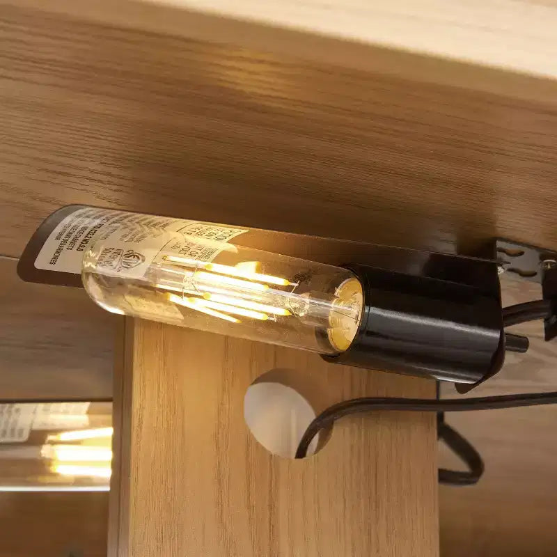 Armoire de cuisine MAYEERTY en bois massif avec 4 étagères réglables et portes fermées