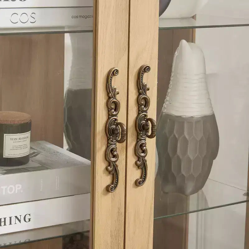 Armoire de cuisine MAYEERTY en bois massif avec 4 étagères réglables et portes fermées