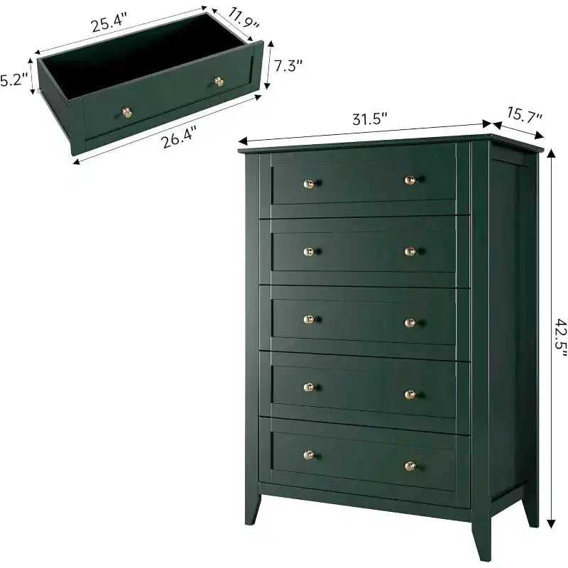 Commode à 5 tiroirs profonds, commode moderne en bois, pour entrée, salon