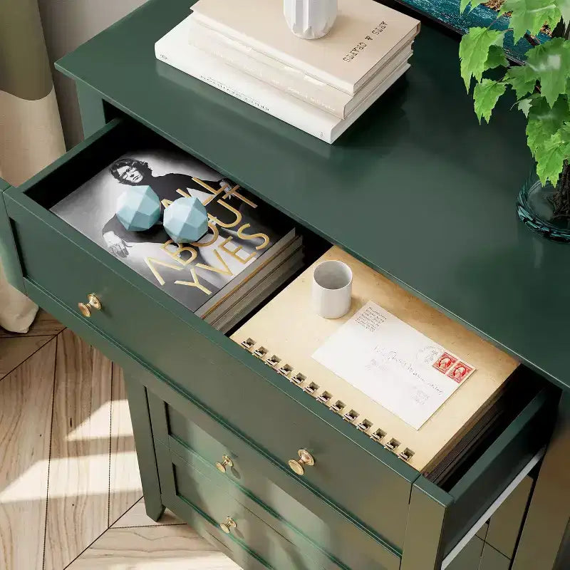Commode à 5 tiroirs profonds, commode moderne en bois, pour entrée, salon