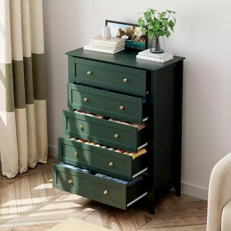 Commode à 5 tiroirs profonds, commode moderne en bois, pour entrée, salon