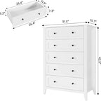 Commode à 5 tiroirs profonds, commode moderne en bois, pour entrée, salon
