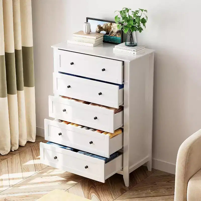 Commode à 5 tiroirs profonds, commode moderne en bois, pour entrée, salon