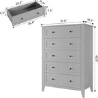 Commode à 5 tiroirs profonds, commode moderne en bois, pour entrée, salon