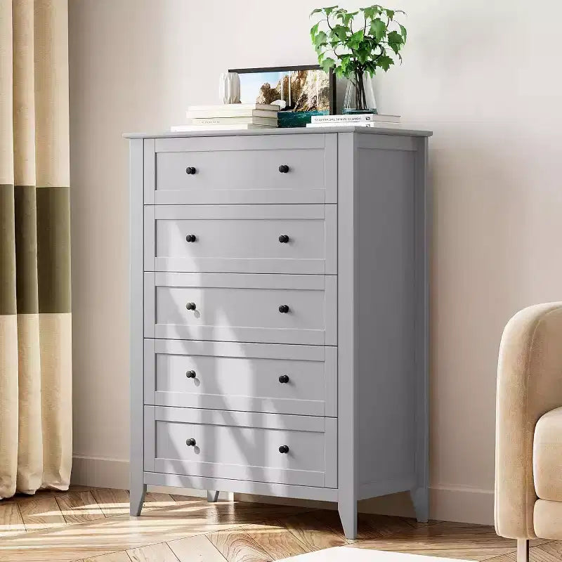 Commode à 5 tiroirs profonds, commode moderne en bois, pour entrée, salon