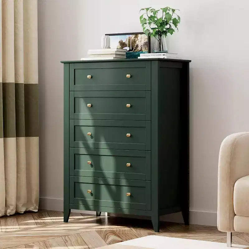 Commode à 5 tiroirs profonds, commode moderne en bois, pour entrée, salon