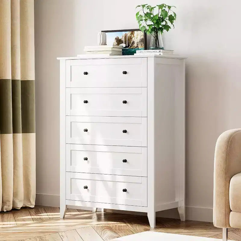 Commode à 5 tiroirs profonds, commode moderne en bois, pour entrée, salon