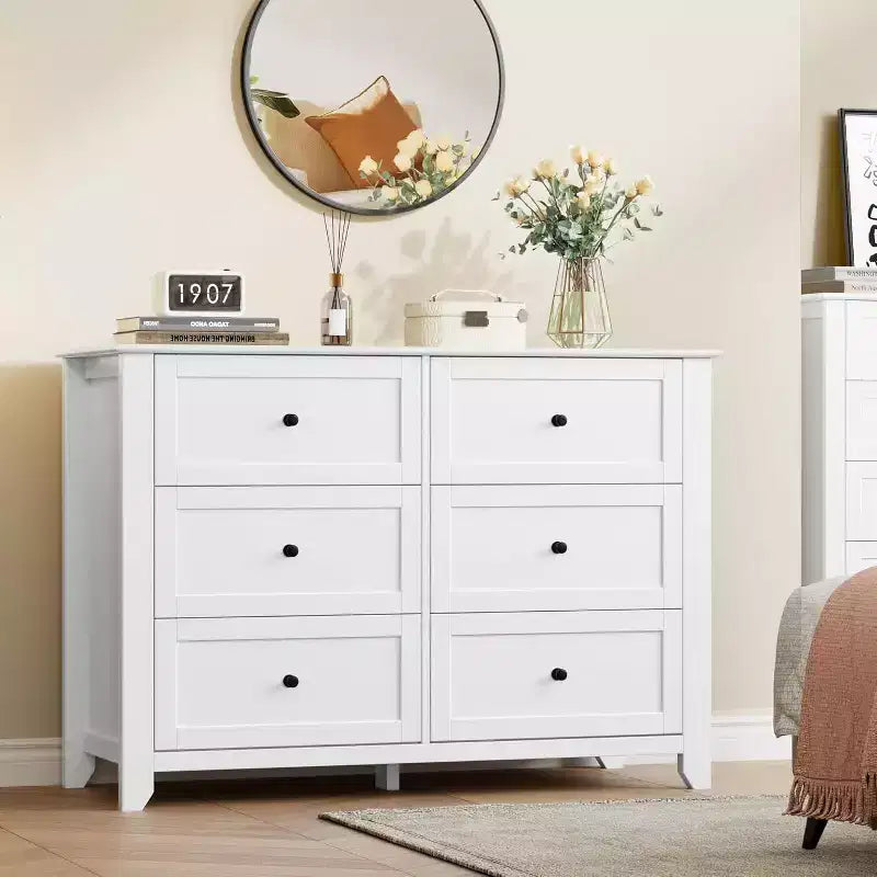 Commode à 6 tiroirs profonds, commodes modernes en bois, pour entrée, salon